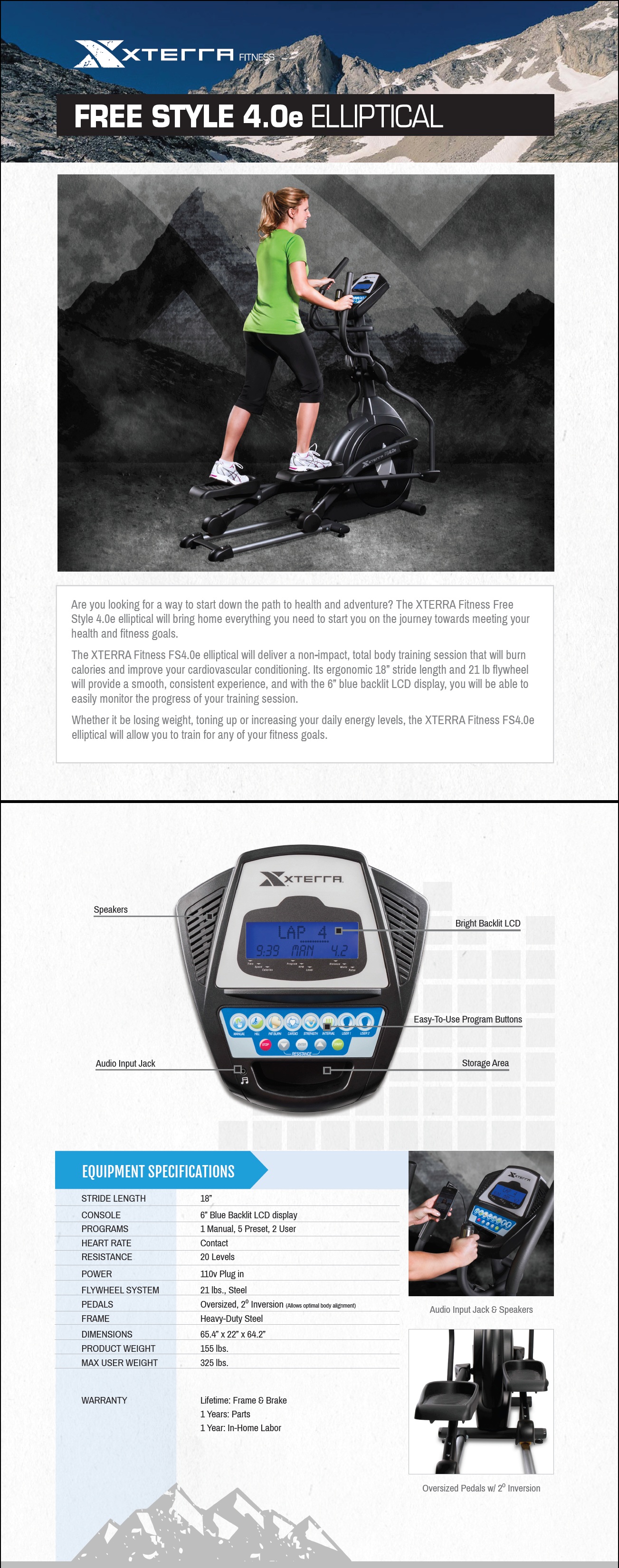 Xterra fs 4.0 e cardio fitness elliptical cross trainer hot sale